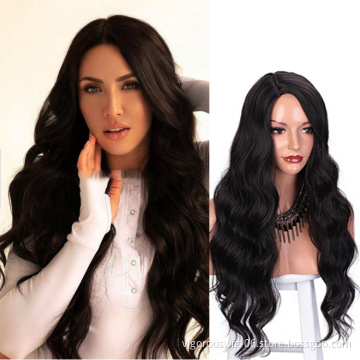 Vigorous Dark Brown Synthetic Wigs for Women Long Wavy Right Side Parting None Lace Heat Resistant Replacement Wig 24 inch 2#